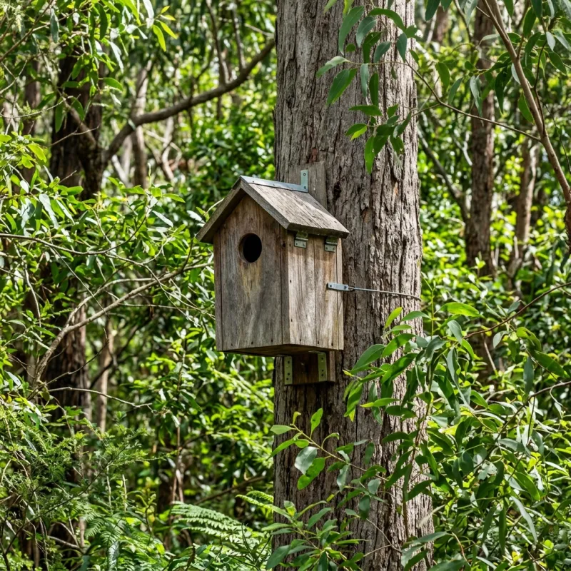 Animal nesting box installed as a humane alternative to a Kingsbury roof cavity