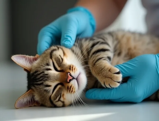 Specialist carefully handling a deceased cat with dignity in Kingsbury