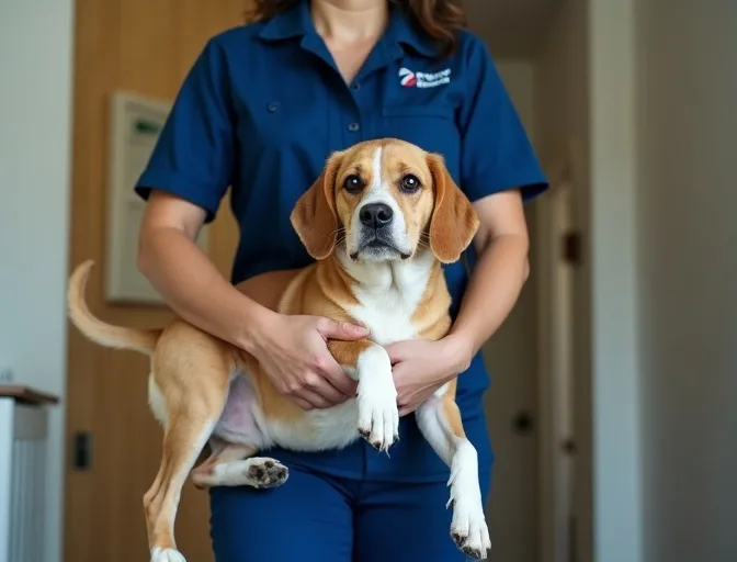 Technician respectfully transporting a deceased dog in Kingsbury